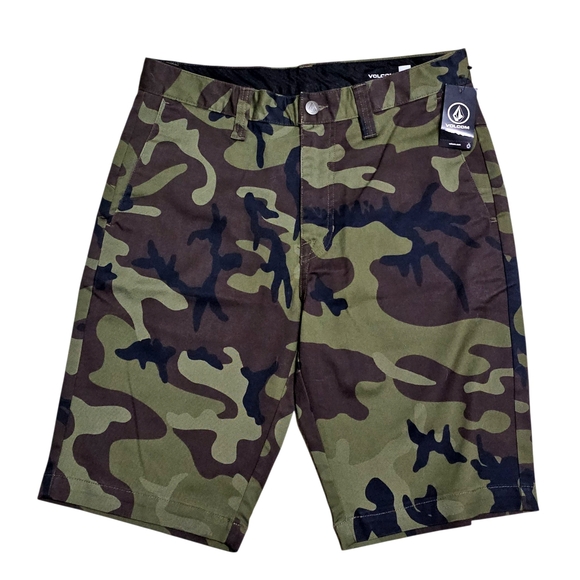 VOLCOM  VMONTY Stretch Shorts Green Camo Combo 28 - Picture 4 of 4